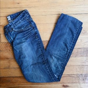 H&M LOGG Denim Ripped Dark Wash Jeans